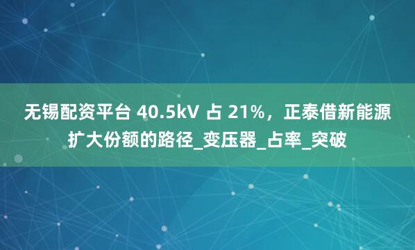 无锡配资平台 40.5kV 占 21%，正泰借新能源扩大份额的路径_变压器_占率_突破