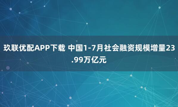 玖联优配APP下载 中国1-7月社会融资规模增量23.99万亿元